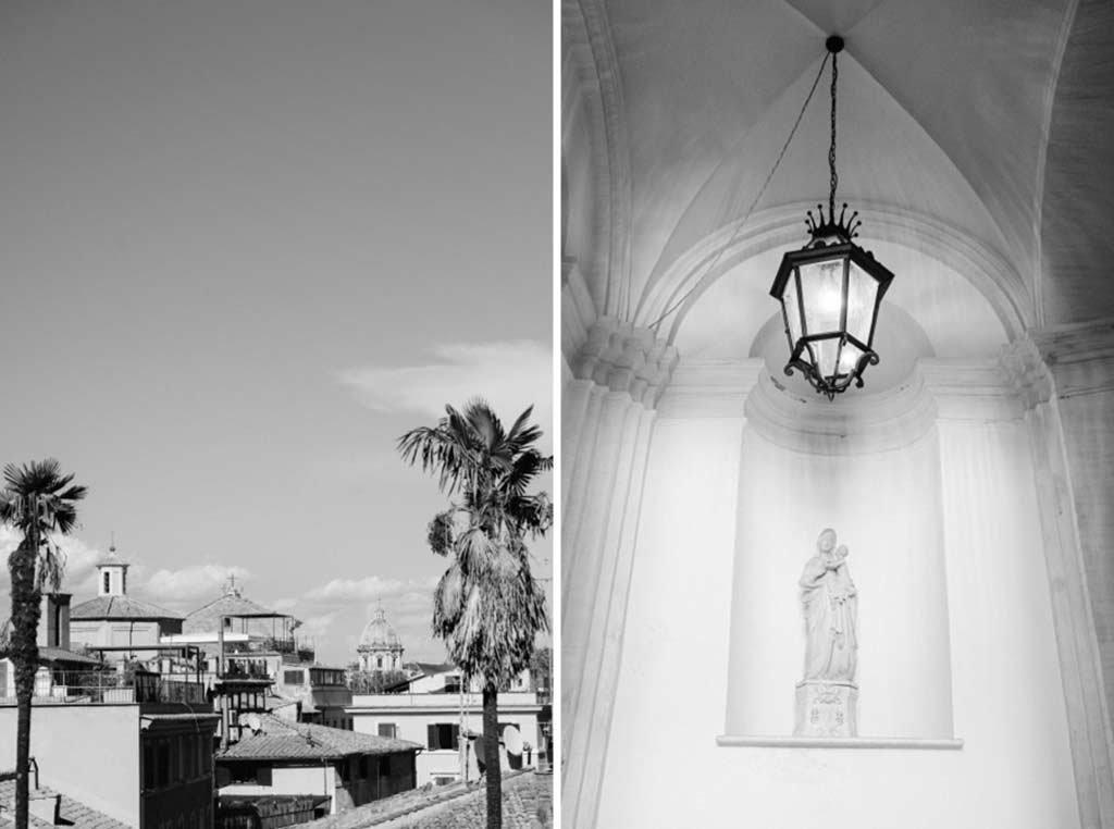 Panoramic view of Rome from Villa Aurelia terrace during a wedding day