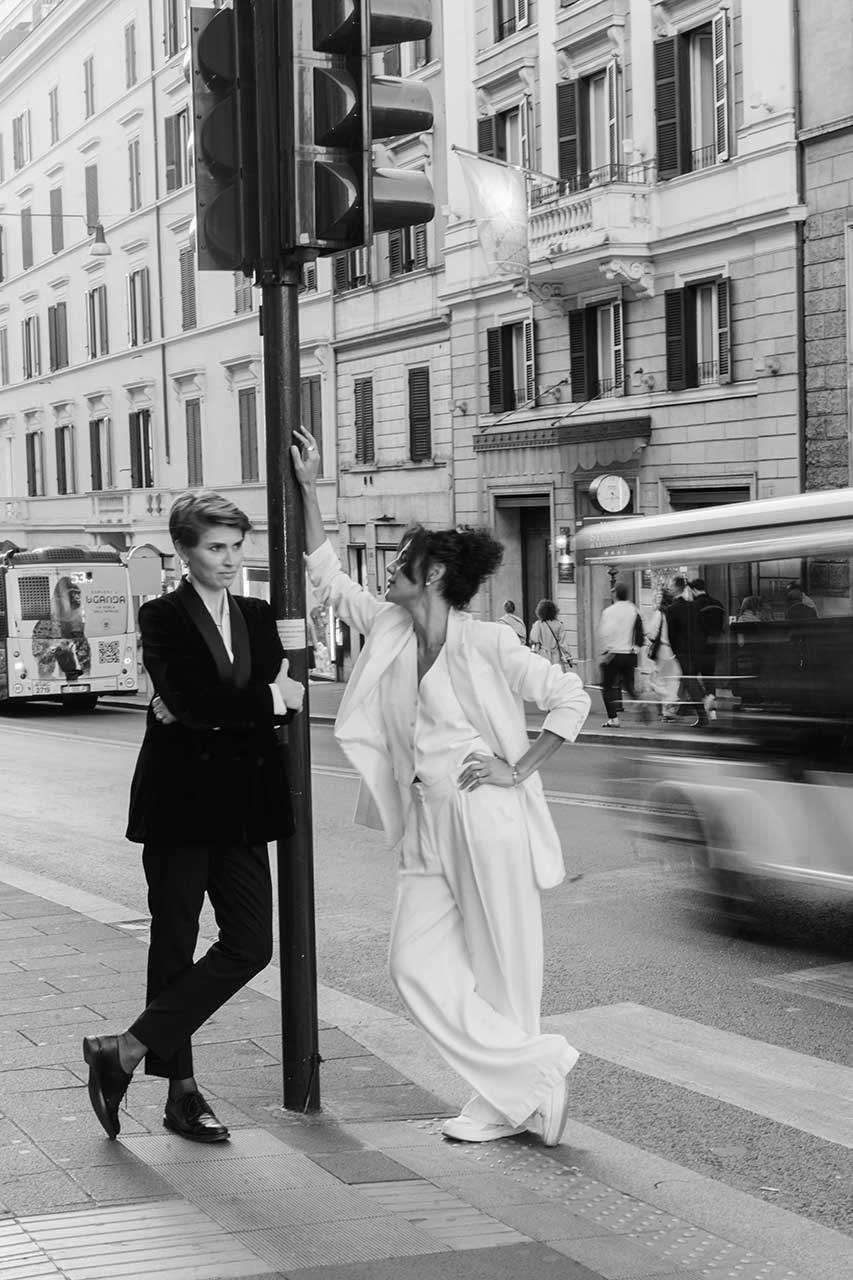 Candid, unposed moment during an elopement in Rome