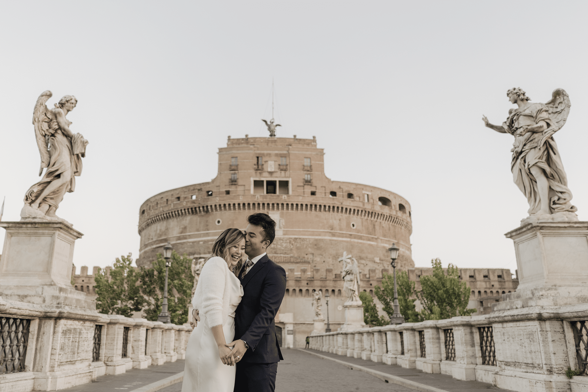 Ponte Sant'Angelo at dawn, Rome elopement