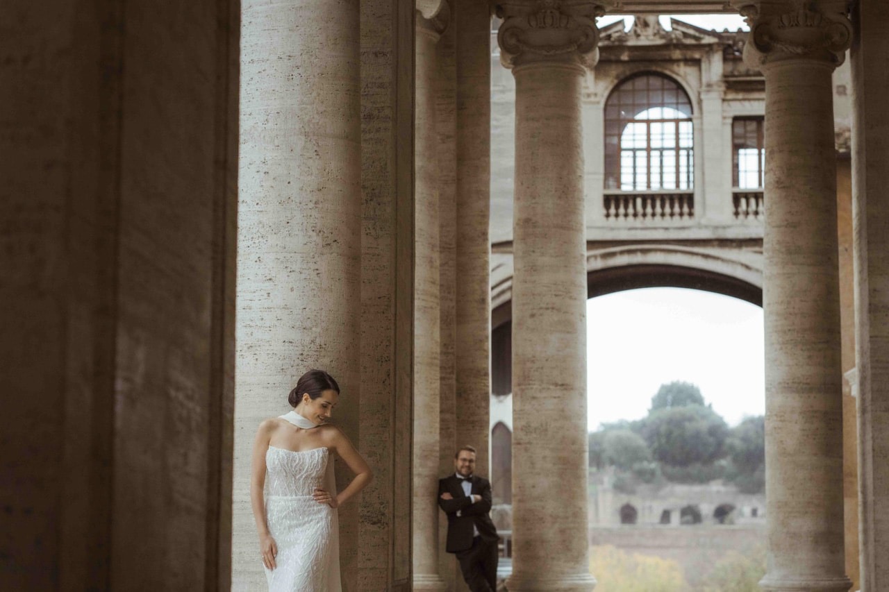 Elopement portrait at Piazza del Campidoglio, Rome