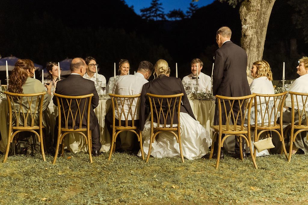 Small reception dinner table for an intimate wedding in Umbria, Italy