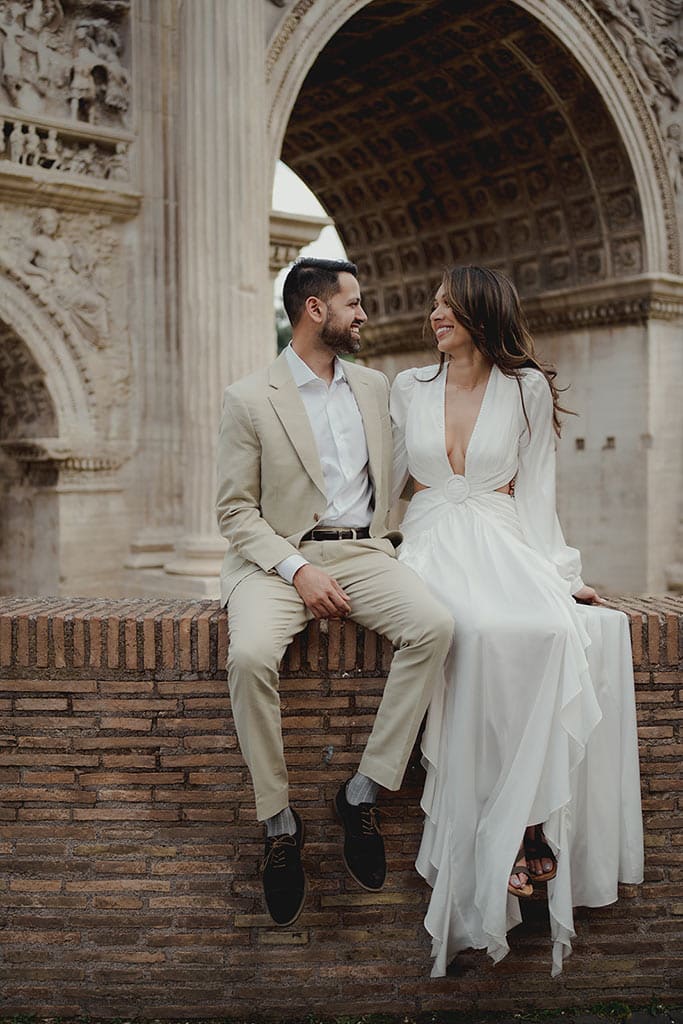 Comfortable sandal hidden under a long elopement dress